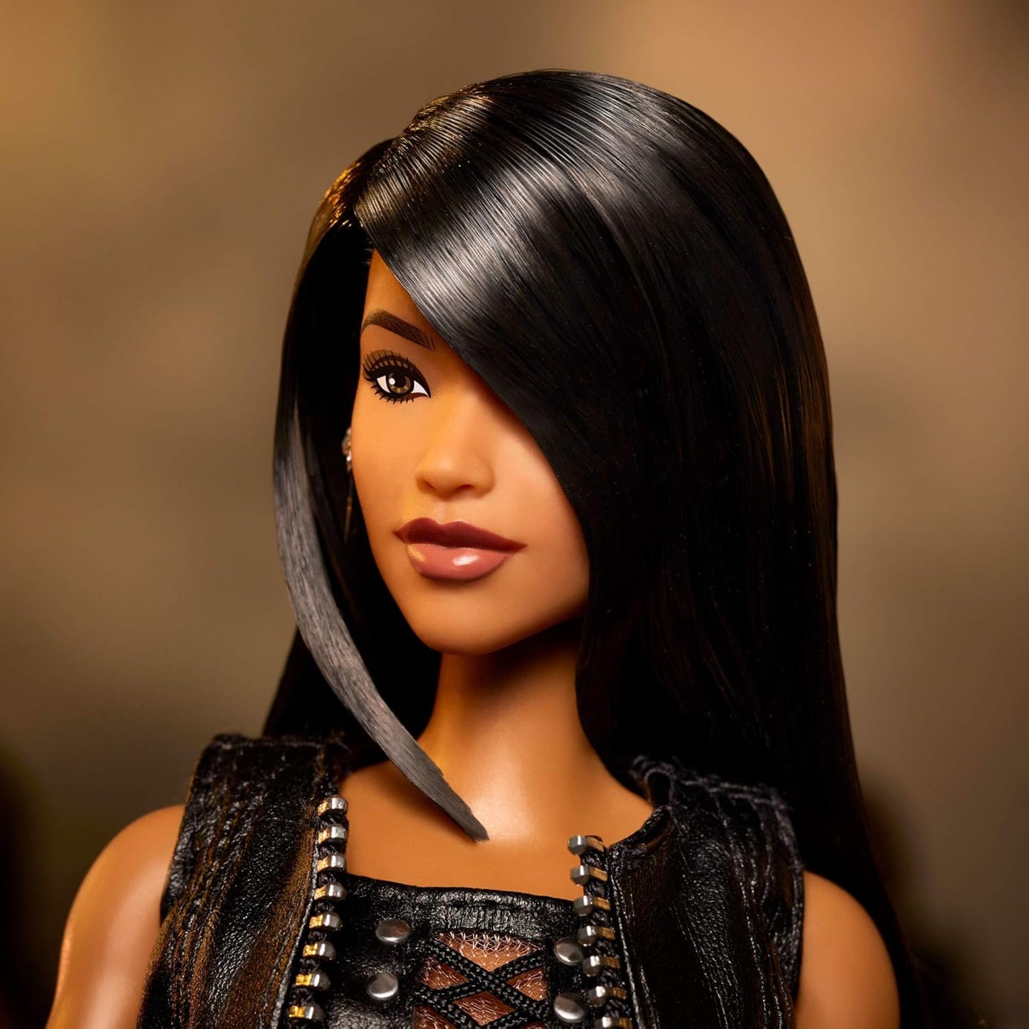 Barbie Signature Doll, Aaliyah Collectible in Black Faux Leather Outfit Inspired by ‘One in a Million Music’ Video, HRM80