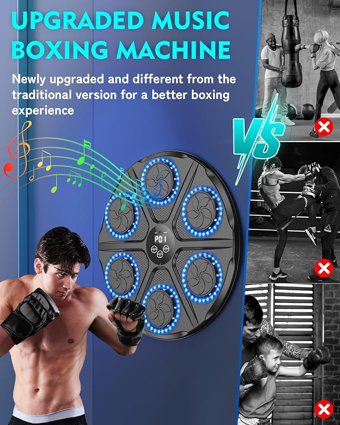 Aiyyotto Music Boxing Machine Led Con Guantoni