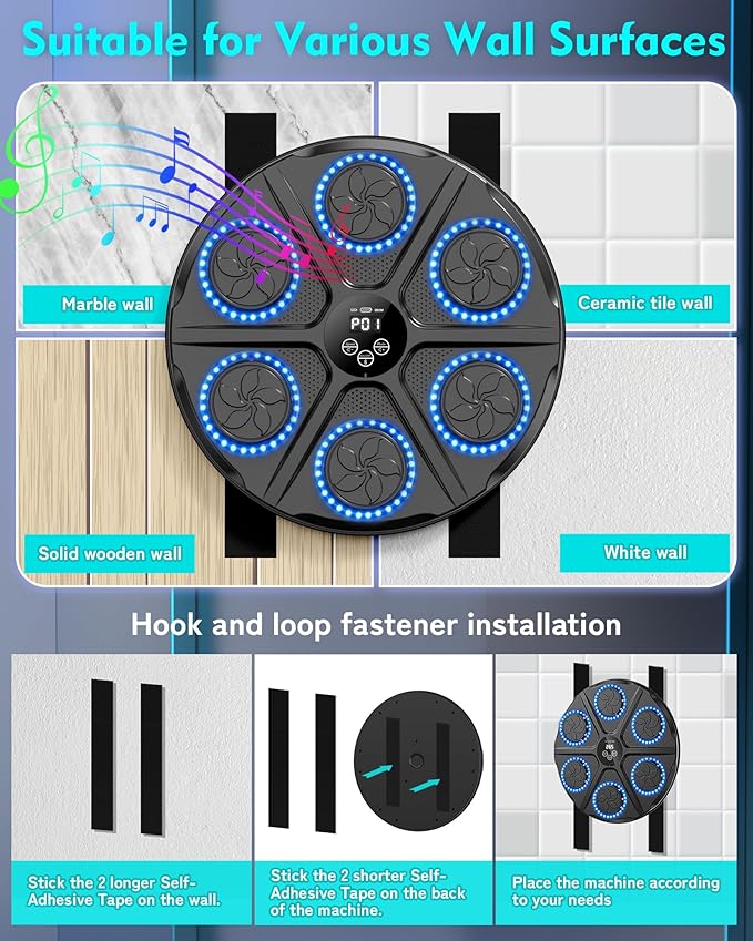 Aiyyotto Music Boxing Machine Led Con Guantoni