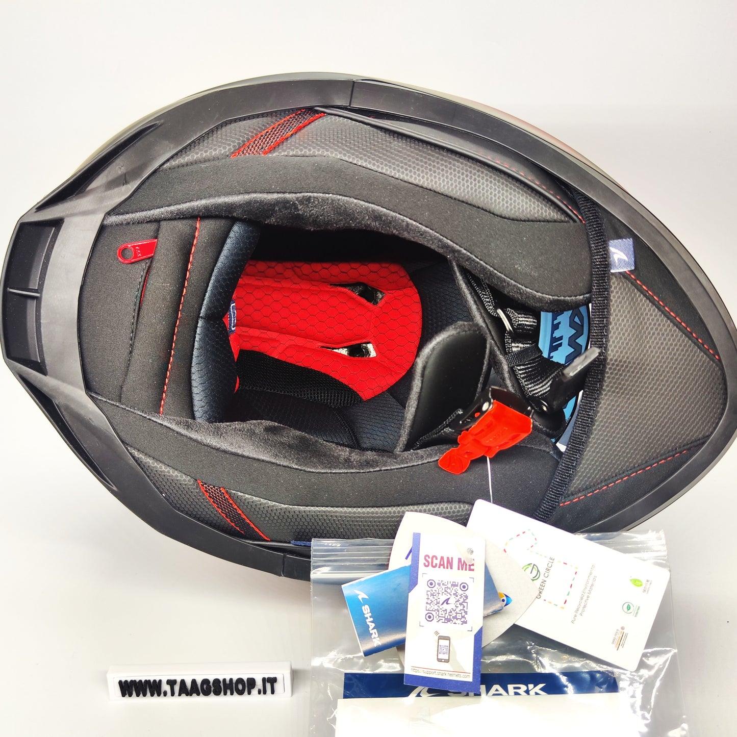 Casco Integrale Shark Skwal i3 Rhad Mat Kur Nero Rosso Opaco con Led Size XS