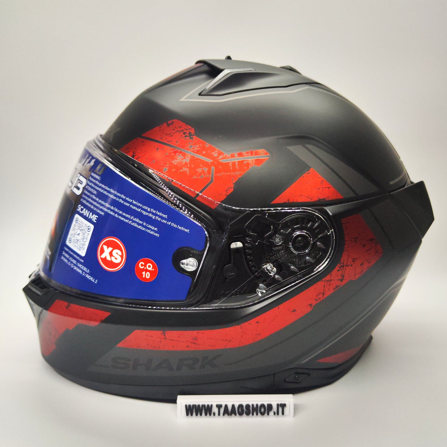 Casco Integrale Shark Skwal i3 Rhad Mat Kur Nero Rosso Opaco con Led Size XS