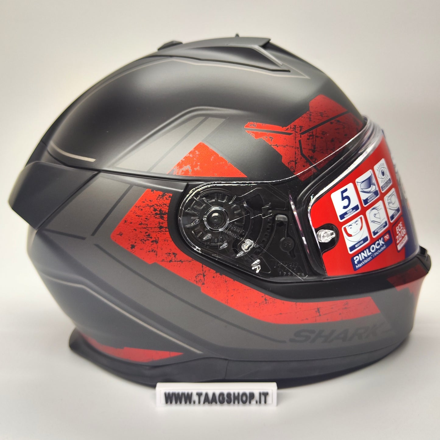 Casco Integrale Shark Skwal i3 Rhad Mat Kur Nero Rosso Opaco con Led Size XS