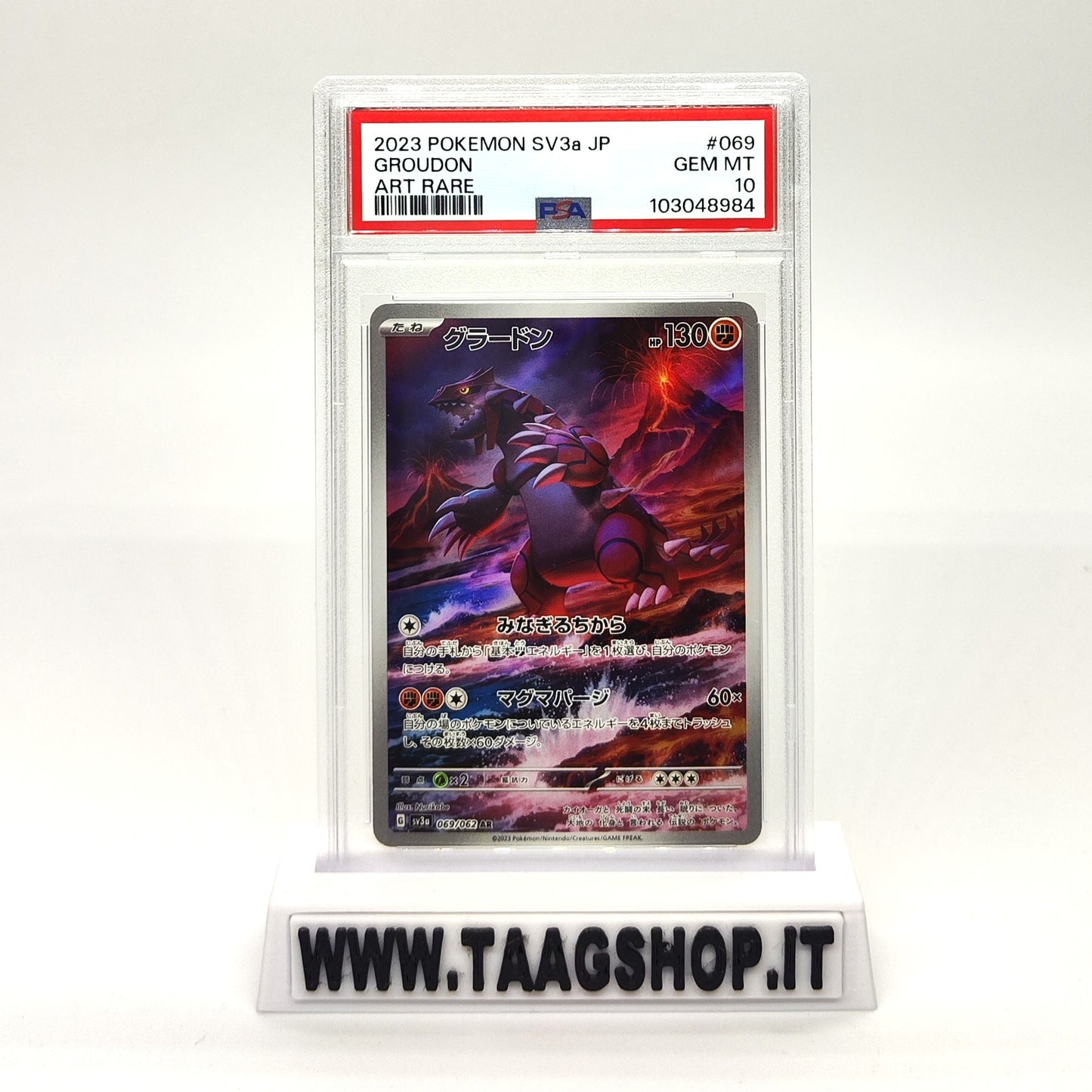 Groudon 069/062 PSA 10 Jap Sv3A Raging Surf Gem MInt Art