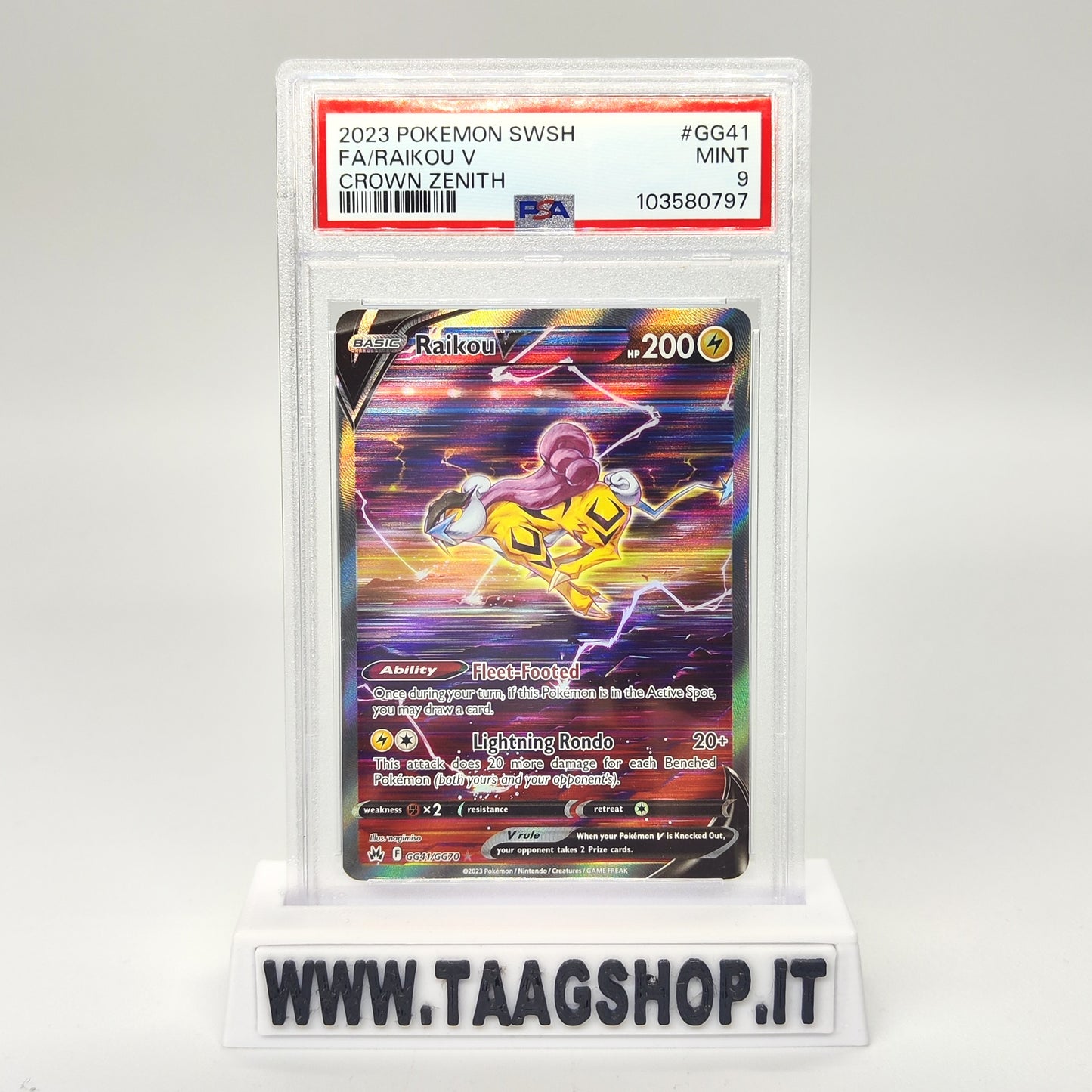 Raikou v GG41/GG70 Psa 9 Eng Full Art Holo Mint Crown Zenit