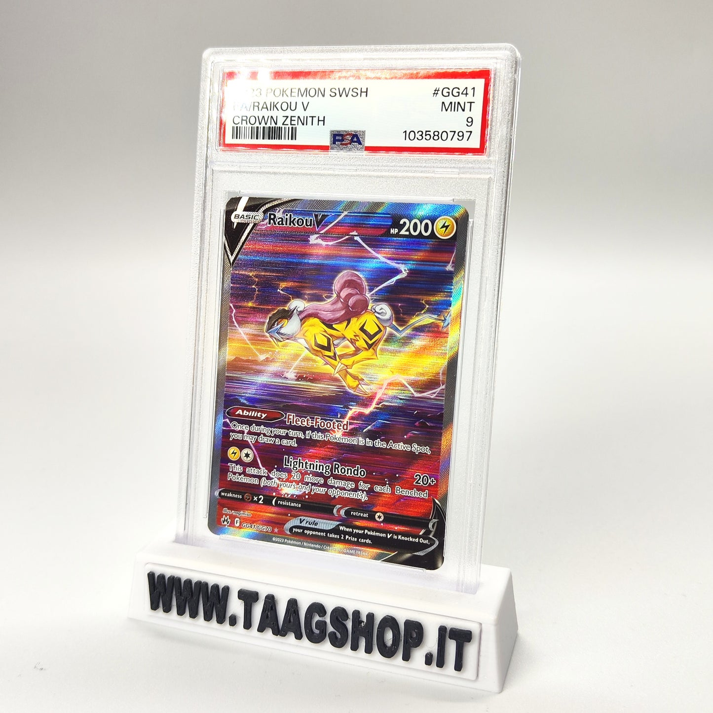 Raikou v GG41/GG70 Psa 9 Eng Full Art Holo Mint Crown Zenit