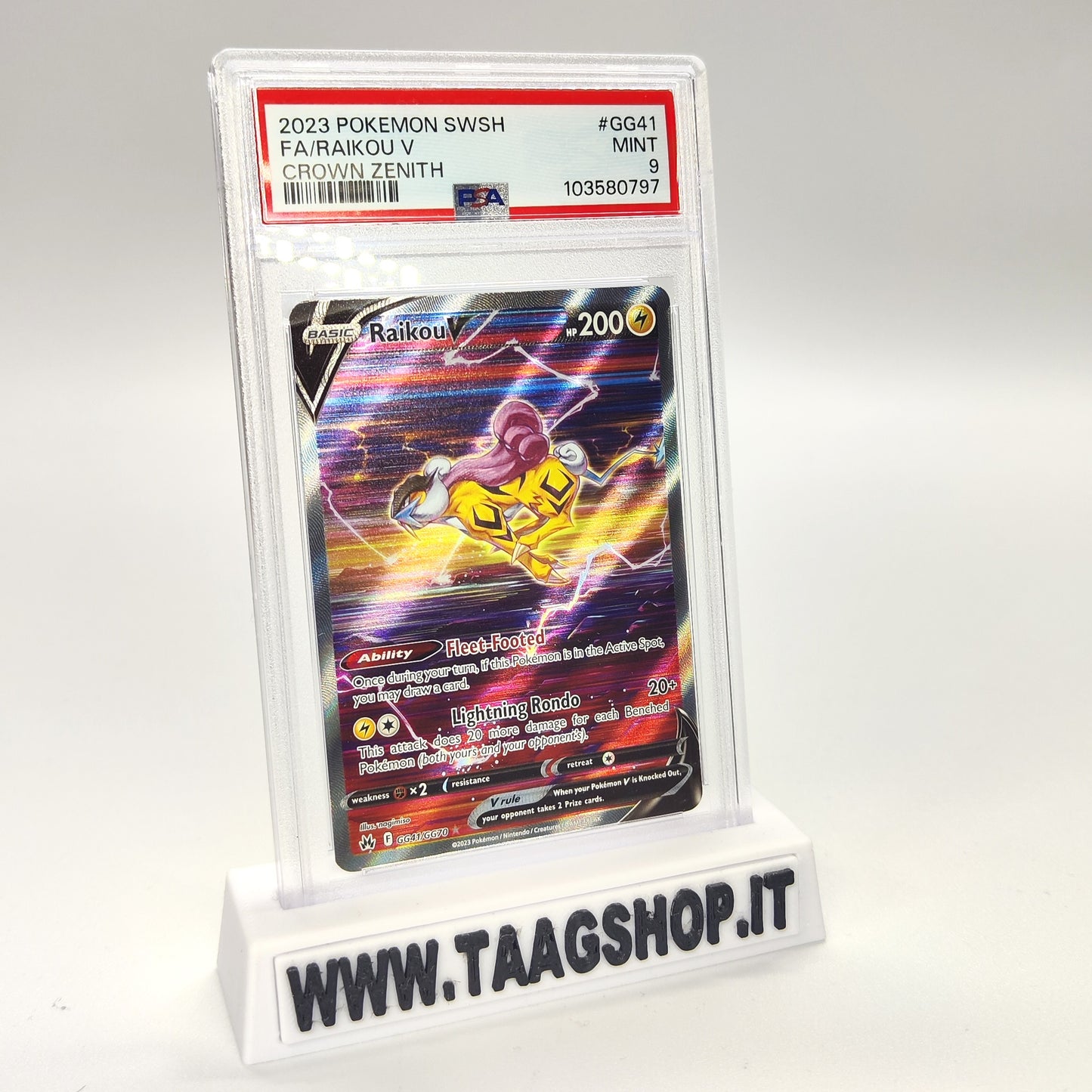 Raikou v GG41/GG70 Psa 9 Eng Full Art Holo Mint Crown Zenit
