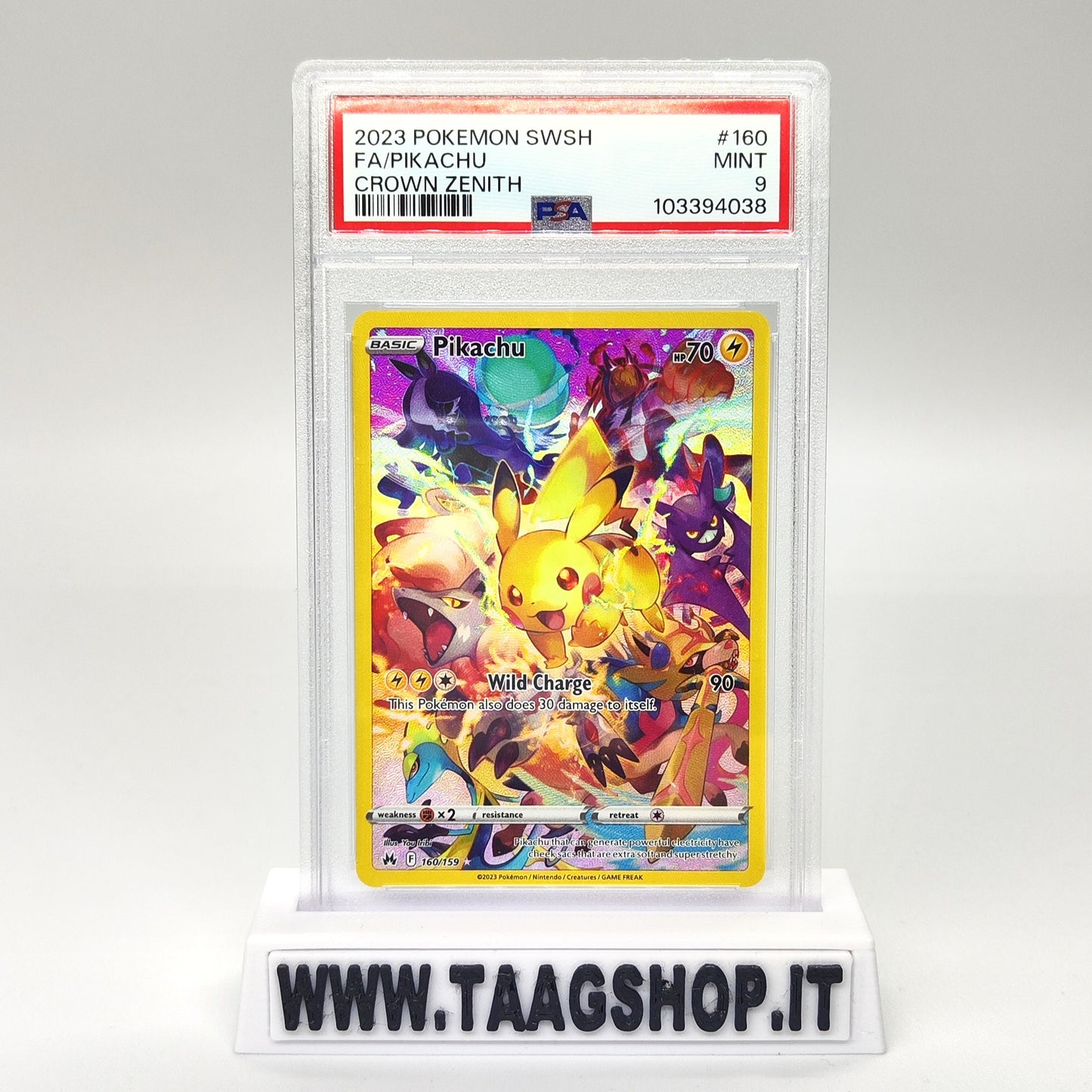 Pikachu 160/159 PSA 9 Eng Full Art Swsh Mint Crown Zenith 2023