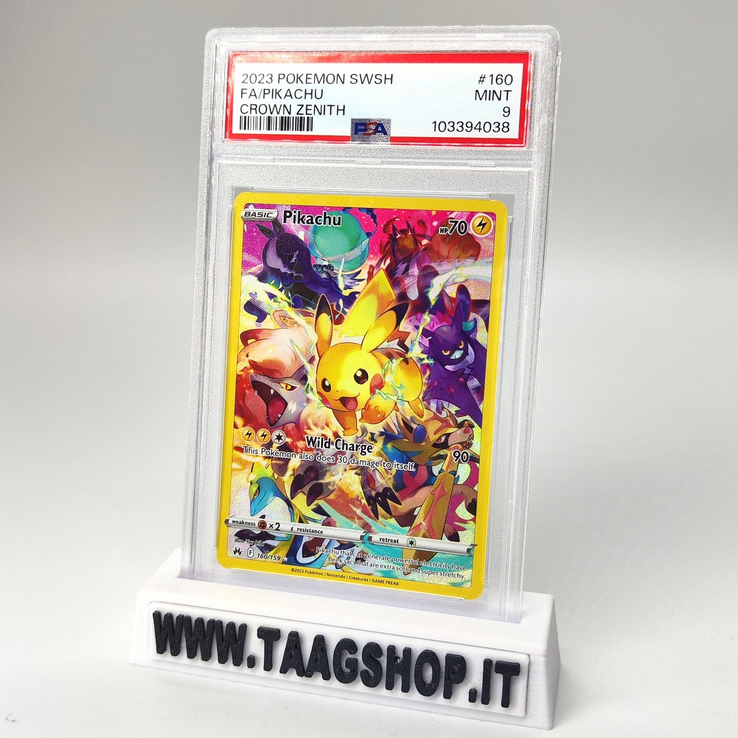 Pikachu 160/159 PSA 9 Eng Full Art Swsh Mint Crown Zenith 2023