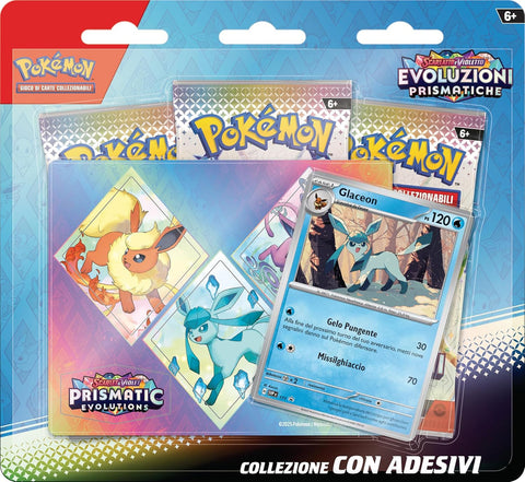 Blister Pokémon Collezione con adesivo Glaceon, Evoluzioni Prismatiche