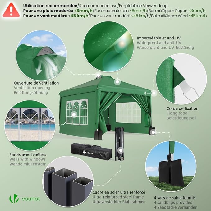 Gazebo da Giardino Vounot 3x3