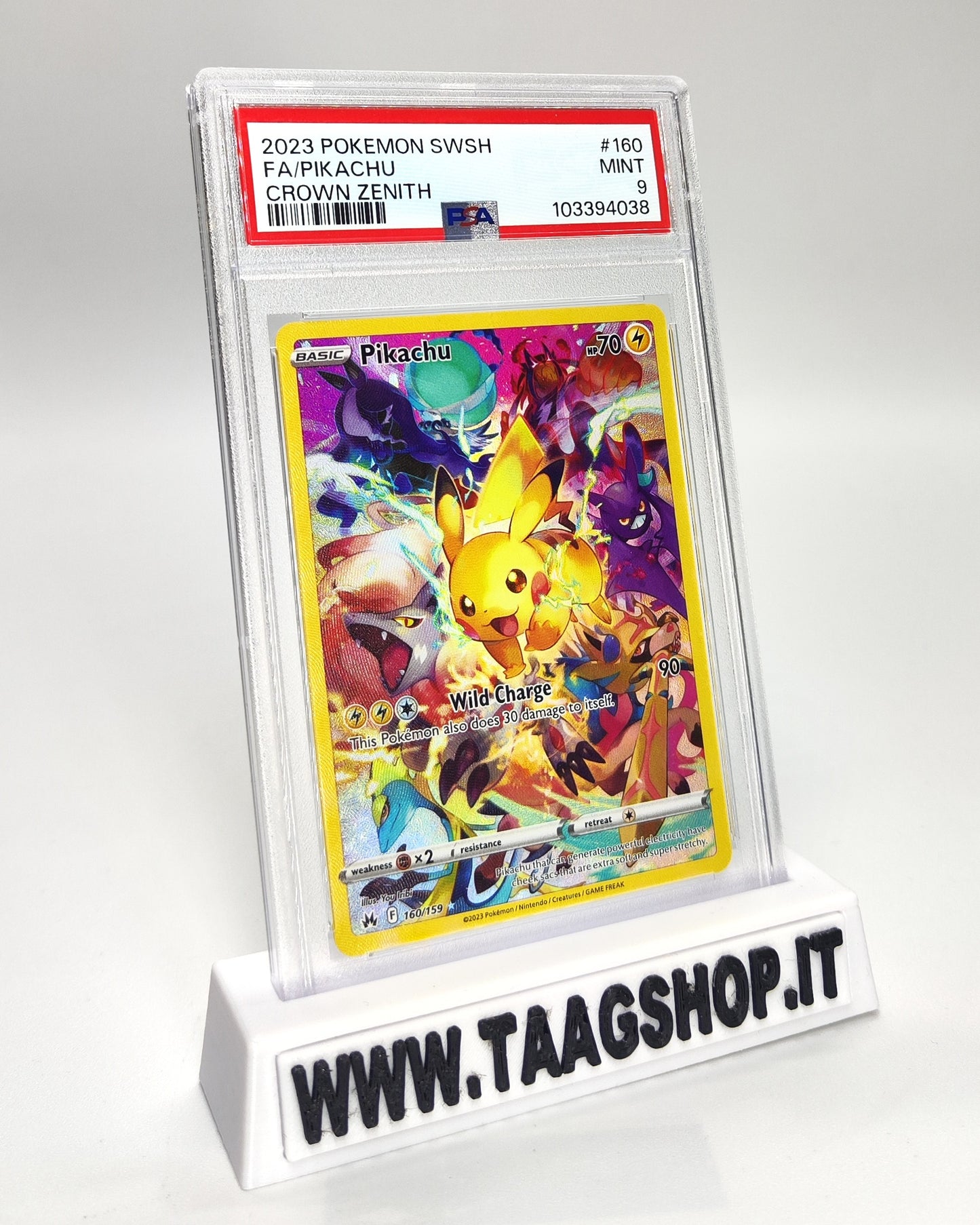 Pikachu 160/159 PSA 9 Eng Full Art Swsh Mint Crown Zenith 2023